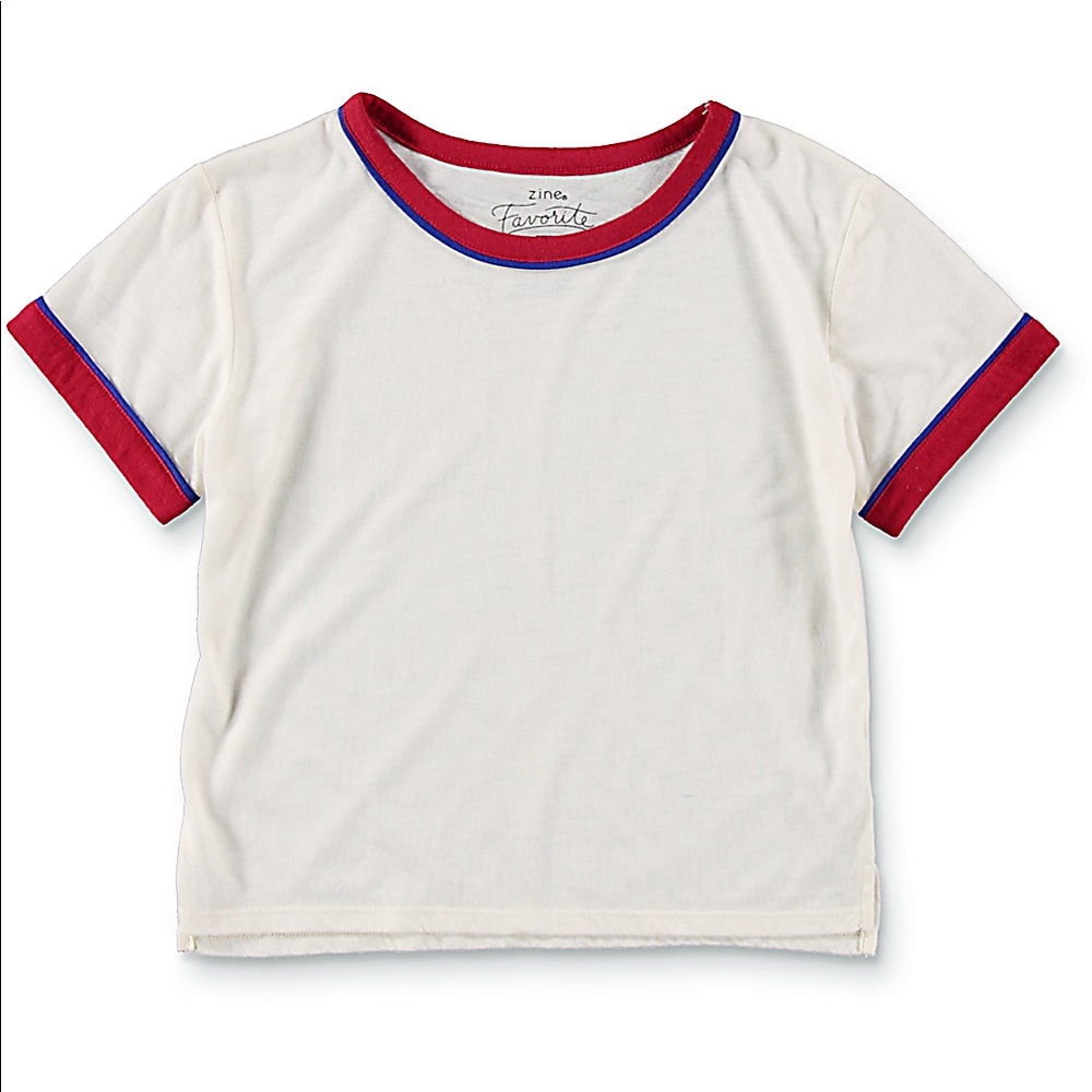 Zine Khan white, red & blue ringer t-shirt